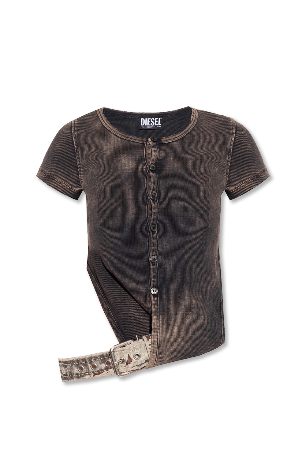 mirror-embellished long-sleeve shirt - shirt with belt Diesel